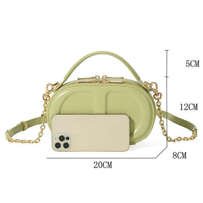 Small Cowhide Oval Box Bag for Women Versatile Genuine Leather Shoulder Crossbody Bag