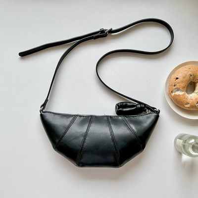 Lady Korean Shoulder Messenger Bag All Seasons Cute Dumpling Bag PU Leather Moon Bag