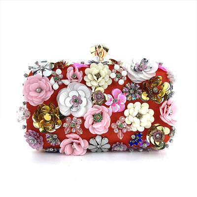 Handmade Sequin and Beaded Flower Crystal Clutch Bag for Ladies Sophisticated Design