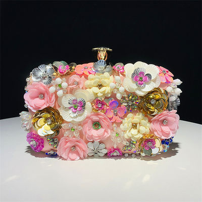 Handmade Sequin and Beaded Flower Crystal Clutch Bag for Ladies Sophisticated Design