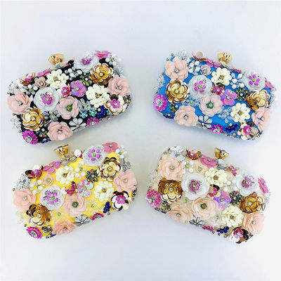Handmade Sequin and Beaded Flower Crystal Clutch Bag for Ladies Sophisticated Design