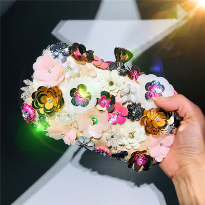 Handmade Sequin and Beaded Flower Crystal Clutch Bag for Ladies Sophisticated Design