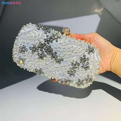 Availiable Sample Pearl Shining Diamond Rectangle Hand Bag for Ladies Wedding Handbag