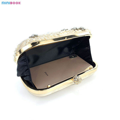 Availiable Sample Pearl Shining Diamond Rectangle Hand Bag for Ladies Wedding Handbag