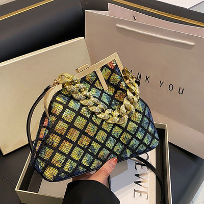 Daily Life Ladies Glitter Sequin Click Evening Clutch Purse with Custom Logo Chain