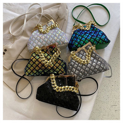 Daily Life Ladies Glitter Sequin Click Evening Clutch Purse with Custom Logo Chain