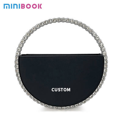 Women's Clutches Luxury Designer Round Dinner Handbags With Stones and Letter Pattern
