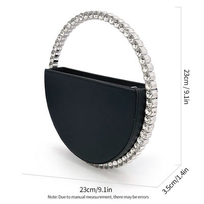 Women's Clutches Luxury Designer Round Dinner Handbags With Stones and Letter Pattern