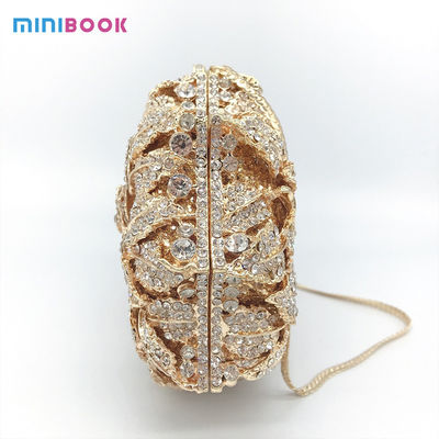 22*12*6cm Single Handle Women's Shiny Handbags for Wedding Bridal Metal Chain Bag