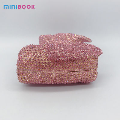 Minibook Bowknot Crystal Evening Bags Fashion Handbag Rhinestone Bow PU Metal Purse