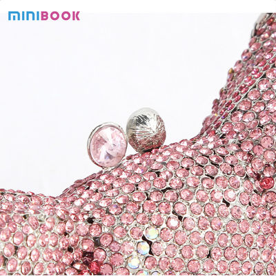 Minibook Bowknot Crystal Evening Bags Fashion Handbag Rhinestone Bow PU Metal Purse