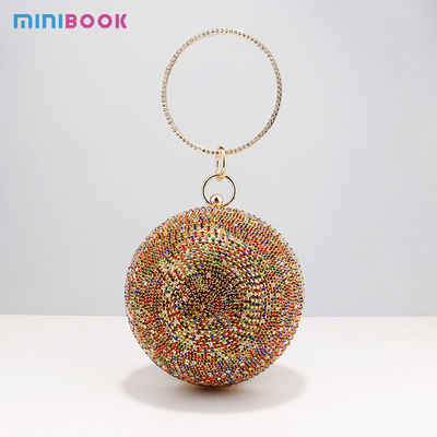 Metal PU Minibook Fashion Small Round Dress Dinner Bag for Women's Luxury Clutch