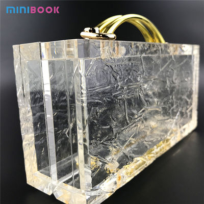 Unisex Acrylic Hand Bag Small Square Transparent Box Bag for Women Dinner Chain Crossbody