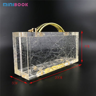 Unisex Acrylic Hand Bag Small Square Transparent Box Bag for Women Dinner Chain Crossbody