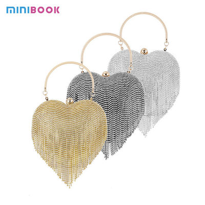 Customize Luxury Handbags Minibook Fashion Heart shaped Diamond Clutch for Evening Party
