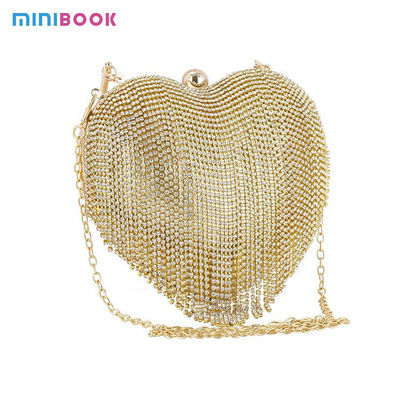 Customize Luxury Handbags Minibook Fashion Heart shaped Diamond Clutch for Evening Party