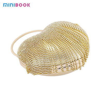 Customize Luxury Handbags Minibook Fashion Heart shaped Diamond Clutch for Evening Party