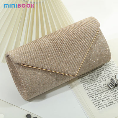 Polyester Magnetic Button Customize Handbag for Dinner Ladies Clutch Shoulder Bag