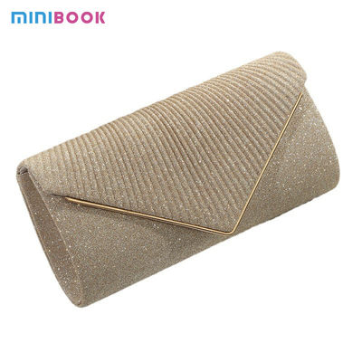 Polyester Magnetic Button Customize Handbag for Dinner Ladies Clutch Shoulder Bag