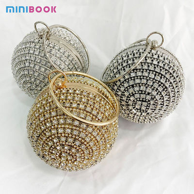 Girls Wedding Evening Purse Round Ball Ladies Shoulder Crossbody Handbags with Metal