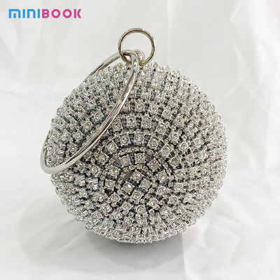 Girls Wedding Evening Purse Round Ball Ladies Shoulder Crossbody Handbags with Metal