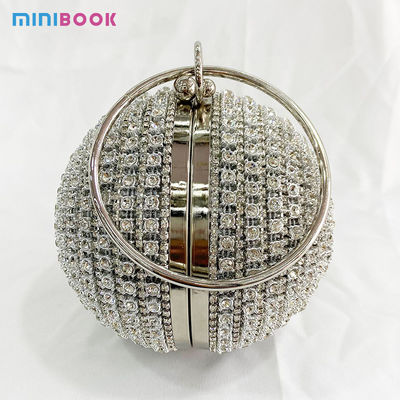 Girls Wedding Evening Purse Round Ball Ladies Shoulder Crossbody Handbags with Metal