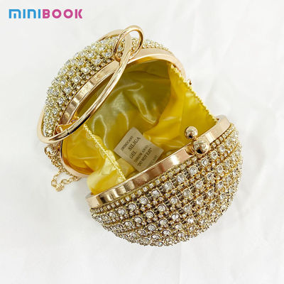 Girls Wedding Evening Purse Round Ball Ladies Shoulder Crossbody Handbags with Metal