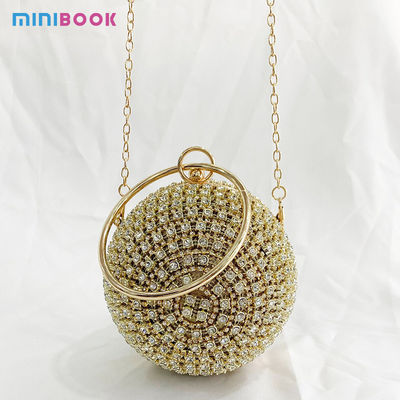 Girls Wedding Evening Purse Round Ball Ladies Shoulder Crossbody Handbags with Metal