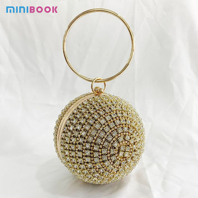 Girls Wedding Evening Purse Round Ball Ladies Shoulder Crossbody Handbags with Metal