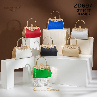 21*7*14CM High Grade Shiny Crystal Women Pearl Evening Handbag For Party Clutch Open