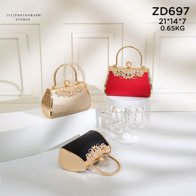 21*7*14CM High Grade Shiny Crystal Women Pearl Evening Handbag For Party Clutch Open