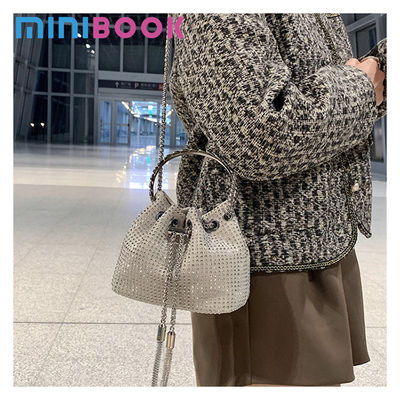 FLAP Closure Women's Classy Diamond Bucket Handbag Perfect for Wedding Dinner Party