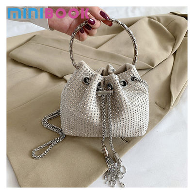 FLAP Closure Women's Classy Diamond Bucket Handbag Perfect for Wedding Dinner Party
