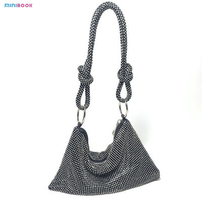 Minibook Fashion Design Clutch Messenger Shoulder Bag with Rhinestones Dinner Handbag