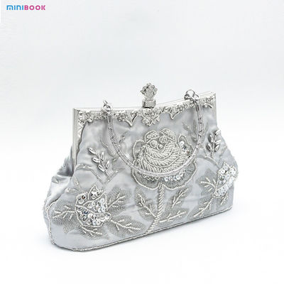 Vintage Floral Beaded Sequin Rhinestone Embroidery Clutch Evening Handbag for Women