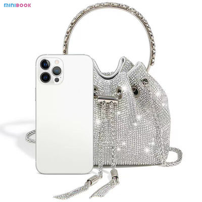 Shiny Crystal Bucket Purse Bridal Wedding Party Evening Clutch Bag for Women Luxury