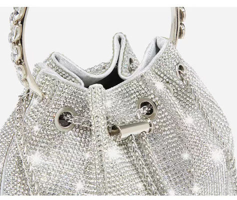 Shiny Crystal Bucket Purse Bridal Wedding Party Evening Clutch Bag for Women Luxury