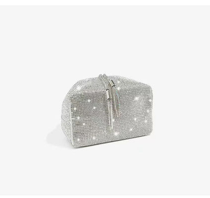 Shiny Crystal Bucket Purse Bridal Wedding Party Evening Clutch Bag for Women Luxury