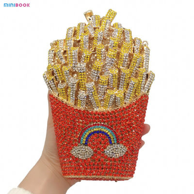 Metal Rhinestone Chains Purse Glitter Fancy Bag for Women Party Clutch Evening Bags