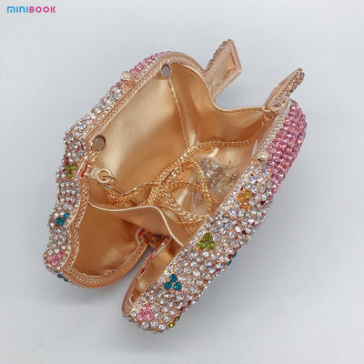 Women's Luxury Metal Crossbody Bag Rhinestone Wallet Coin Purse with Metal Chain