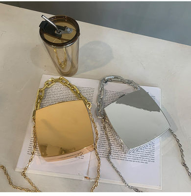 Solid Color Minibook Gold Silver Clutch Purse with Chains Luxury Fancy Evening Bags