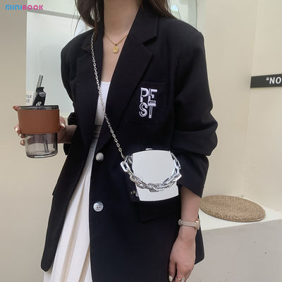 Solid Color Minibook Gold Silver Clutch Purse with Chains Luxury Fancy Evening Bags