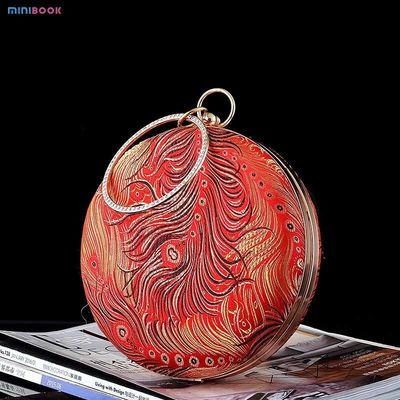 Round Ball Gold Glitter Crystal Luxury Hand Purse Diamond Metal Woman Ball Clutch Bag