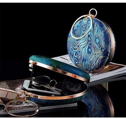 Round Ball Gold Glitter Crystal Luxury Hand Purse Diamond Metal Woman Ball Clutch Bag