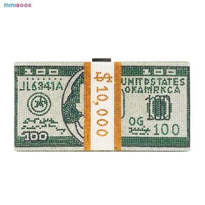 Custom Logo Geometric Pattern Women's Full of Diamonds Frosted Lock Dollar Handbag for 2023