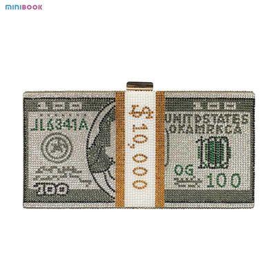 Custom Logo Geometric Pattern Women's Full of Diamonds Frosted Lock Dollar Handbag for 2023