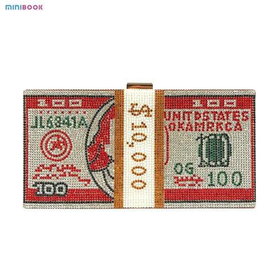 Custom Logo Geometric Pattern Women's Full of Diamonds Frosted Lock Dollar Handbag for 2023