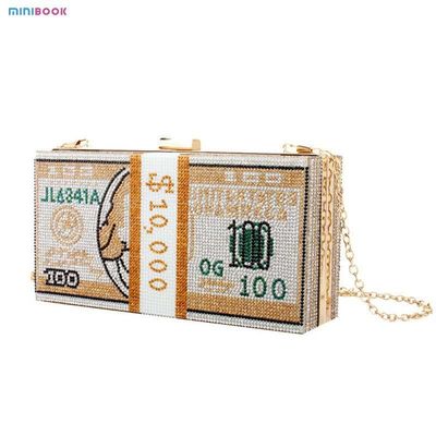Custom Logo Geometric Pattern Women's Full of Diamonds Frosted Lock Dollar Handbag for 2023
