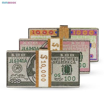 Custom Logo Geometric Pattern Women's Full of Diamonds Frosted Lock Dollar Handbag for 2023