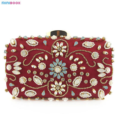 Messenger Luxury Rhinestone Women Shoulder Clutch Bag with Diamond Pearls Beads OEM/ODM